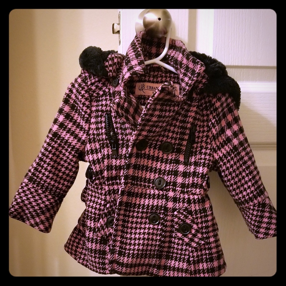 WARM Pink and Black Toddler Coat!  MINT CONDITION